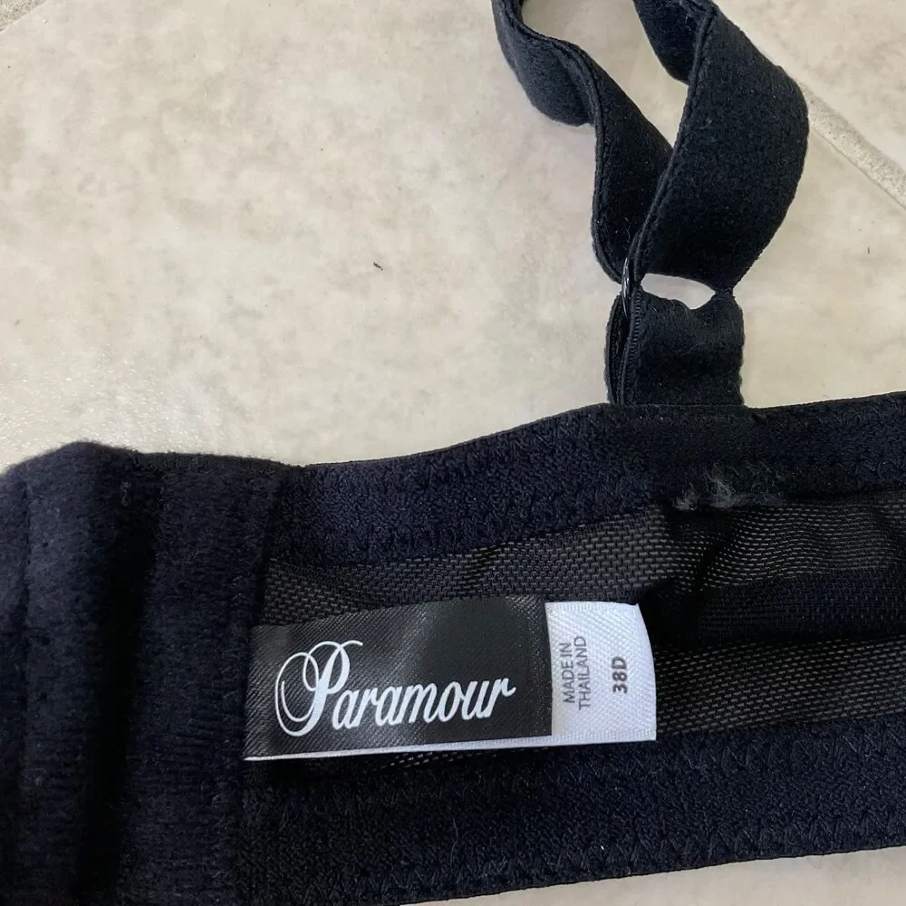 Paramour Beige Tempting Allover Lace Wire Bra 38D Black overlay 135061 - Picture 7 of 7